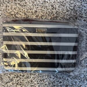 Kate Spade Black and White Striped Clutch